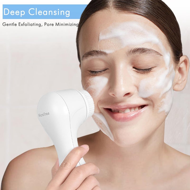 Microtree Electric Facial Cleansing Brush, Sonic Vibrating Rechargeable Face Scrubber Exfoliator, 2 Speeds for Gentle Clean, Face Brushes for Cleansing, Waterproof Face Wash Brush - Image 3